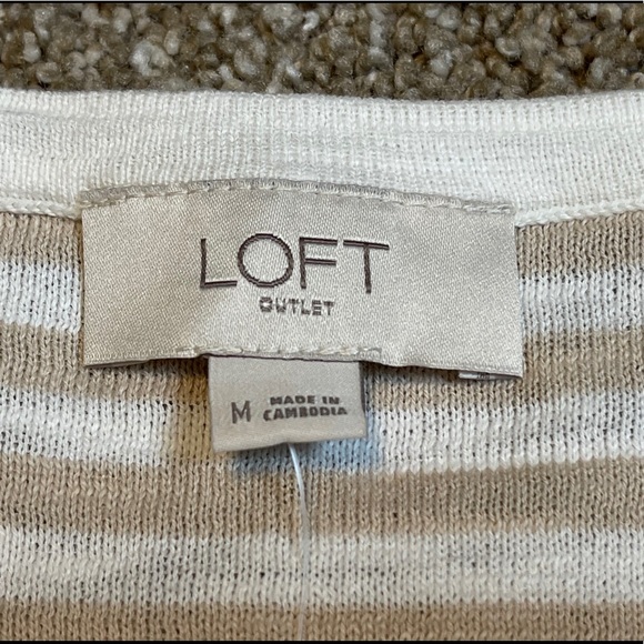 🆕 Loft Striped Textured Tie Neck Sweater ~ Medium - Picture 5 of 7